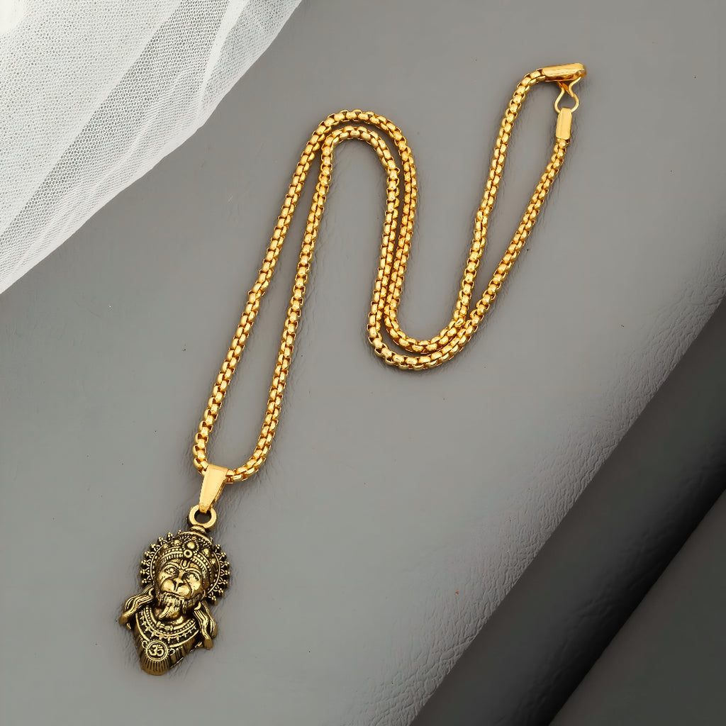 Luxify Exclusive: Gold Plated Lord Hanuman Pendant with Chain