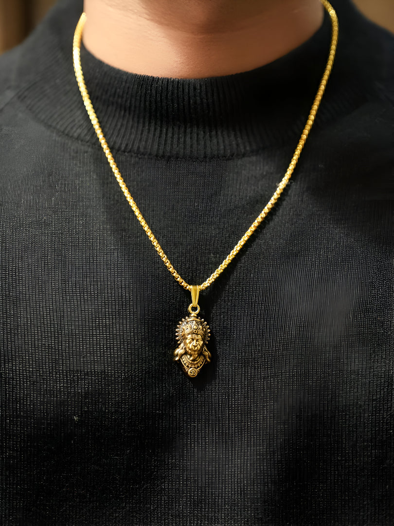 Luxify Exclusive: Gold Plated Lord Hanuman Pendant with Chain