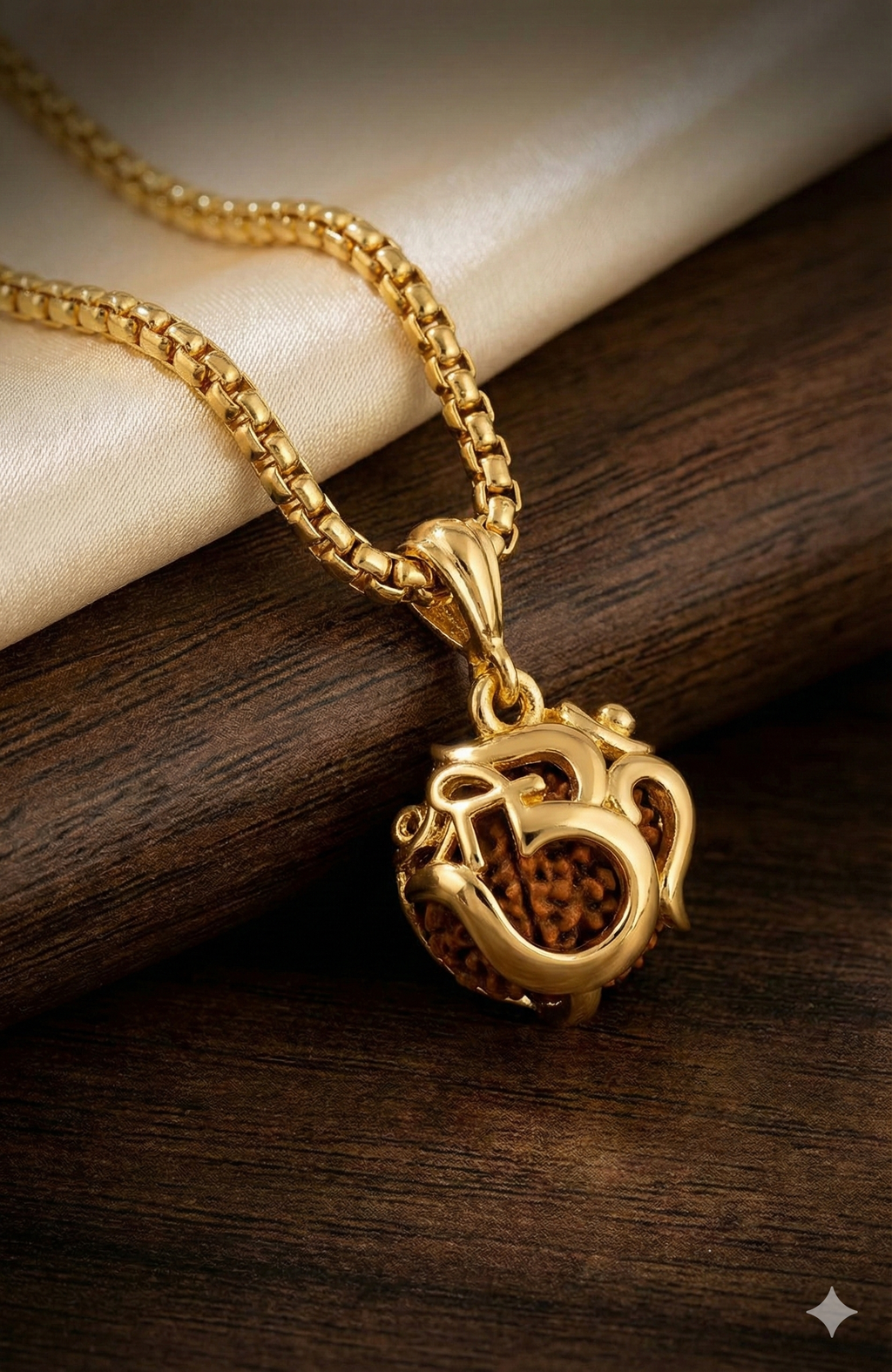 Luxify Exclusive: Golden Om Rudraksha Pendant with Premium Chain