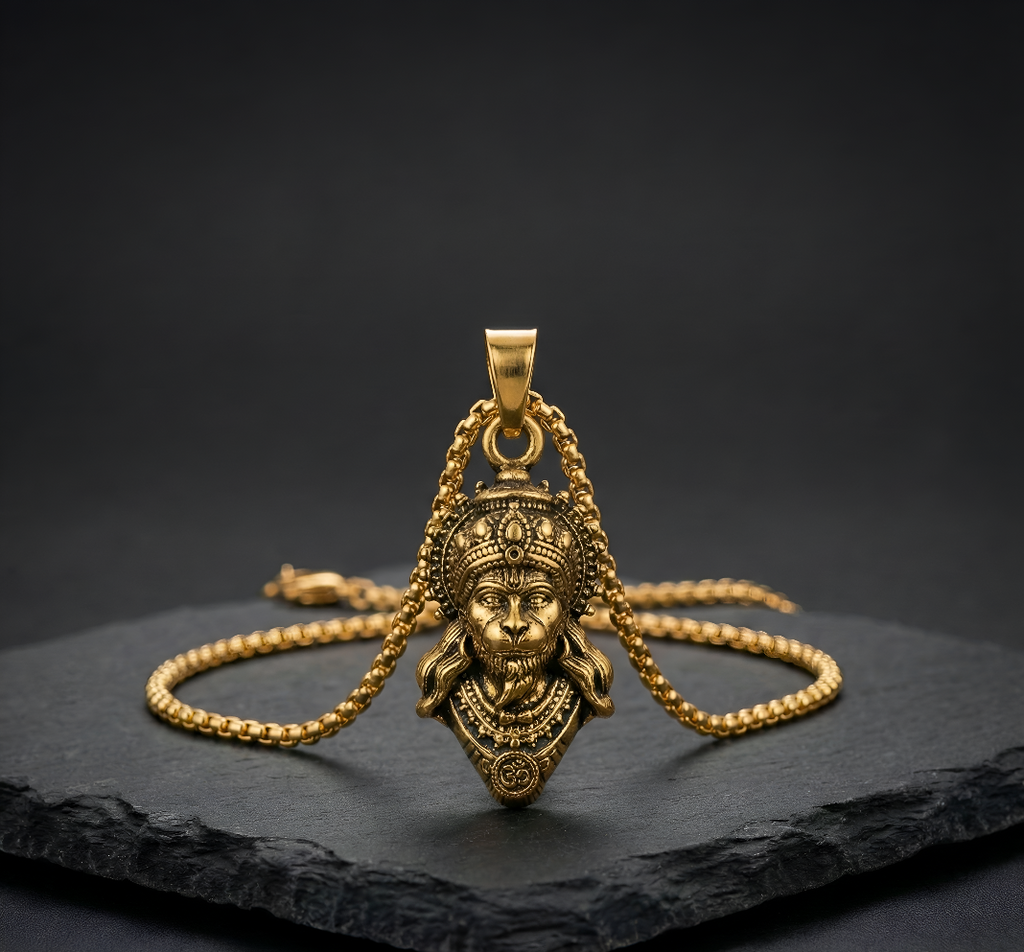 Luxify Exclusive: Gold Plated Lord Hanuman Pendant with Chain